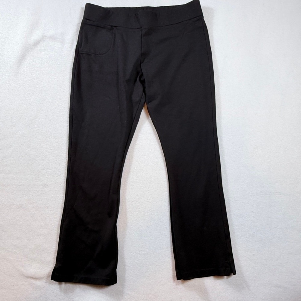 American Giant Yoga Pants Womens 10 Black Flared Stretch Front Pocket Casual